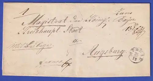 Bayern Dienstbrief mit Fingerhut-Stempel MURNAU nach 1834