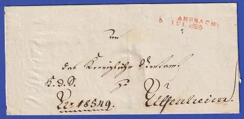 Bayern Dienstbrief mit Zweizeiler-Stempel ANSBACH in rot 1824