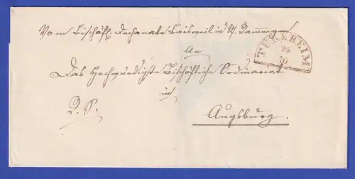 Bayern Kirchlicher Dienstbrief mit Halbkreis-Stempel TÜRKHEIM nach 1840