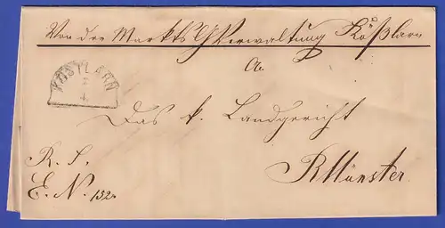 Bayern Dienstbrief mit Halbkreis-Stempel KÖSTLARN 1868