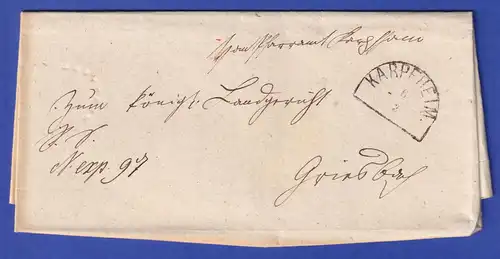 Bayern Dienstbrief mit Halbkreis-Stempel KARPFHEIM 1866