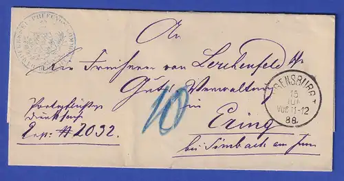 Bayern Dienstbrief mit Rundstempel REGENSBURG 1888