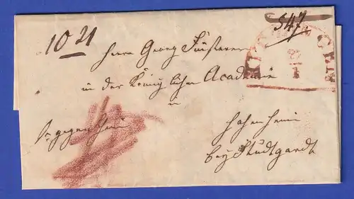 Bayern Dienstbrief mit Halbkreis-Stempel KITZINGEN in rot 1849
