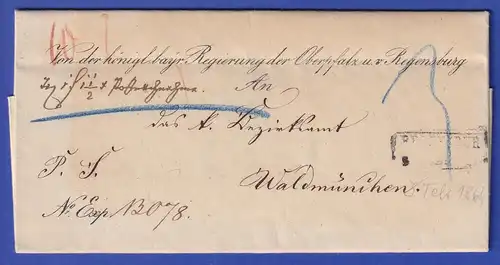 Bayern Dienstbrief mit Zweizeiler-Stempel REGENSBURG 1864