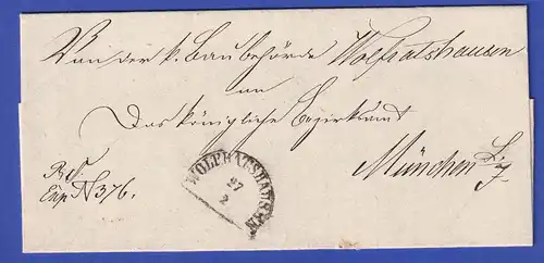 Bayern Dienstbrief mit Halbkreis-Stempel WOLFRATSHAUSEN 1862