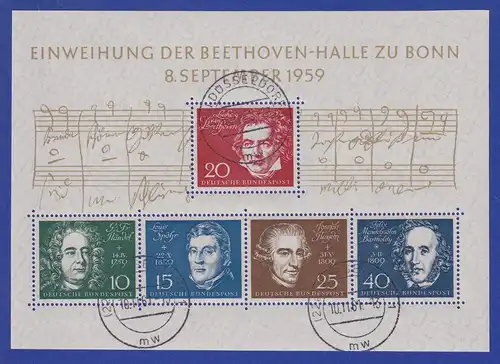 Bundesrepublik 1959 Beethovenblock Mi.-Nr. Block 2 mit Tages-Stempel DÜSSELDORF 