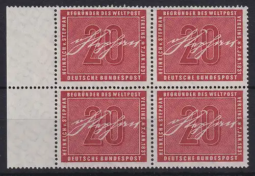 Bundesrepublik 1956 H. von Stephan Mi.-Nr. 227 Randviererblock postfrisch **