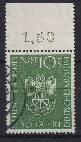 Bundesrepublik 1953 50 Jahre Deutsches Museum Mi.-Nr. 163 gestemp. Oberrandstk.