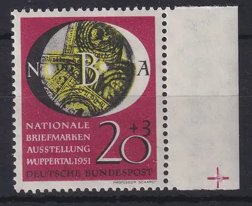 Bundesrepublik 1951 Briefmarkenausstellung Mi.-Nr. 142 Randstück postfrisch **