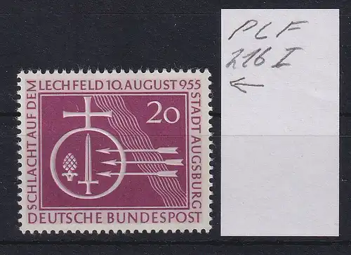 Bundesrepublik 1955 Lechfeld Mi.-Nr. 216 I Plattenfehler postfrisch **