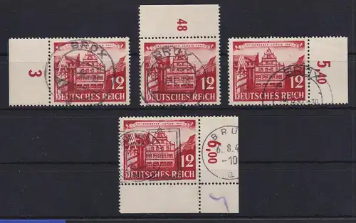 Deutsches Reich 1941 Leipziger Messe Mi.-Nr. 766 Set 4 Randstücke gestempelt