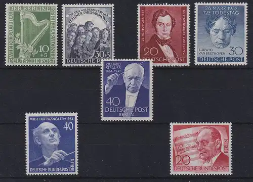 Berlin 1950/56 Musik-Lot Mi.-Nr.72-73, 74, 87, 124, 128, 156 postfrisch** 