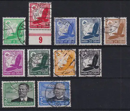 Deutsches Reich 1934 Flugpostmarken Mi.-Nr. 529-539 gestempelt
