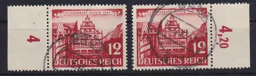 Deutsches Reich 1941 Leipziger Messe Mi.-Nr. 766, 2 Seitenrandstücke gestempelt