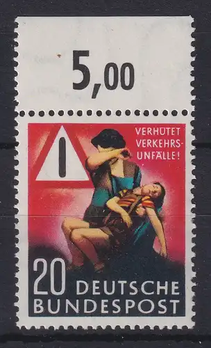 Bundesrepublik 1953 Unfall-Verhütung Mi.-Nr. 162 Oberrandstück postfrisch **