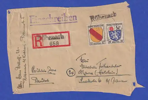 Franz. Zone allg. Ausgabe R-Brief aus Rübenach 