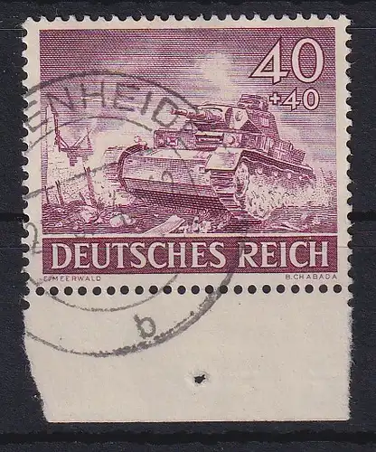 Deutsches Reich 1943 Panzer Mi.-Nr. 841 Unterrandstück gestempelt