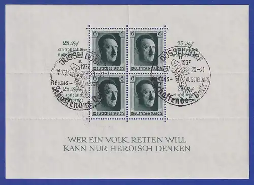 Dt. Reich 1937 Kulturförderung Mi.-Nr. Block 9 So.-Stempel DÜSSELDORF 17.7.37