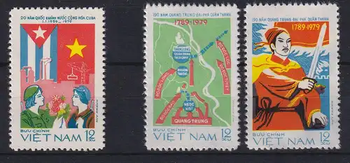 Vietnam 1979 Kuba und Qing-Armee Mi.-Nr. 1015 u. 1016-1017 ungestempelt (*)