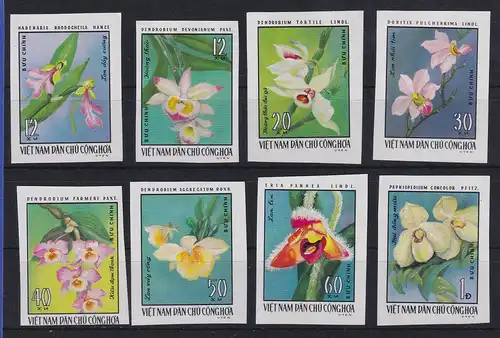 Vietnam Nord 1976 Orchideen Mi.-Nr. 857 U - 864 U ungestempelt (*)