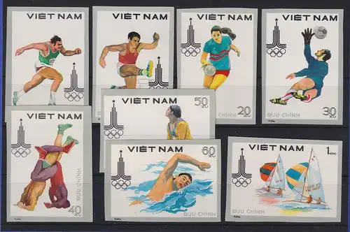 Vietnam 1980 Olympiade in Moskau Mi.-Nr. 1093 U - 1100 U ungestempelt (*)