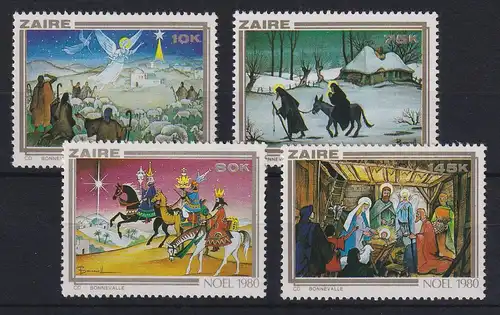 Kongo Zaire 1980 Weihnachten Mi.-Nr. 703-706 postfrisch **