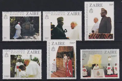Kongo Zaire 1981 Besuch von Papst Johannes Paul II. Mi.-Nr. 716-721  **