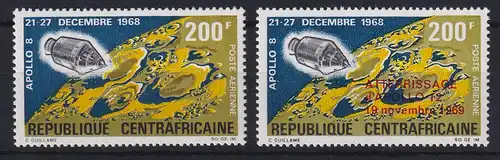 Zentralafrikanische Republik 1969/70 Mondlandung Mi.-Nr. 195 und 215 ** 