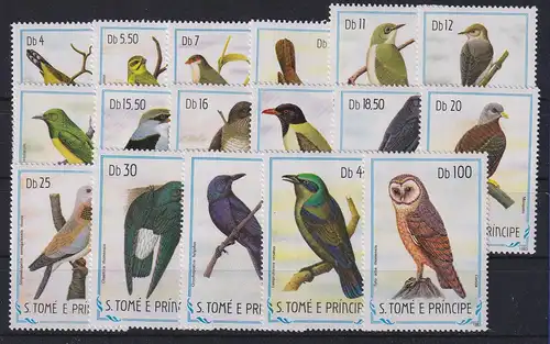 S.Tomé e Príncipe 1983 Vögel Mi.-Nr. 884-900 (879-883 fehlen) postfrisch **