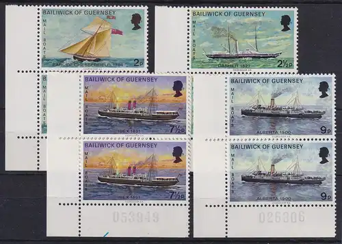Guernsey 1972 Postschiffe Mi.-Nr. 62-65 senkr. Eckrandpaare UL postfrisch **