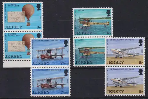 Jersey 1973 Geschichte der Luftfahrt Mi.-Nr. 81-84 senkr. Paare postfrisch **