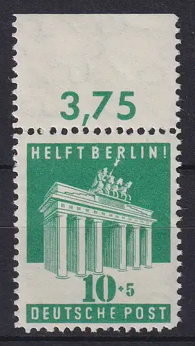 Bizone 1949 Berlin-Hilfe Mi.-Nr. 101 A Oberrandstück **