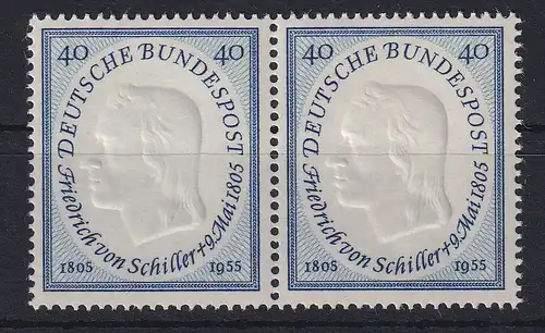 Bundesrepublik 1955 Friedrich v. Schiller Mi.-Nr. 210 waag. Paar postfrisch **