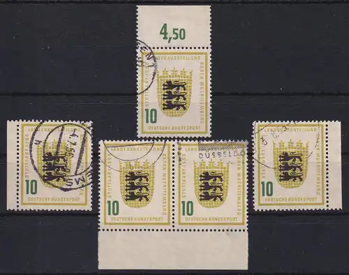 Bundesrepublik 1955 Ba.-Württemberg Mi.-Nr. 213 Set Randstücke, Unterrandpaar O