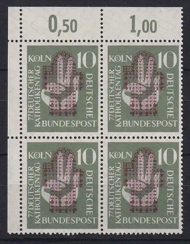 Bundesrepublik 1956 Katholikentag Mi.-Nr. 239 Eckrandviererblock OL **