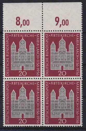 Bundesrepublik 1956 Maria Laach Mi.-Nr. 238 Oberrandviererblock postfrisch **