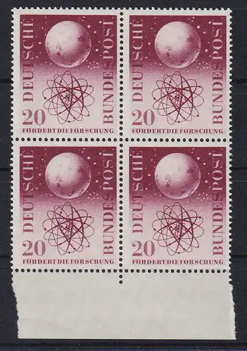 Bundesrepublik 1955 Forschungsförderung Mi.-Nr. 214 Unterrandviererblock **