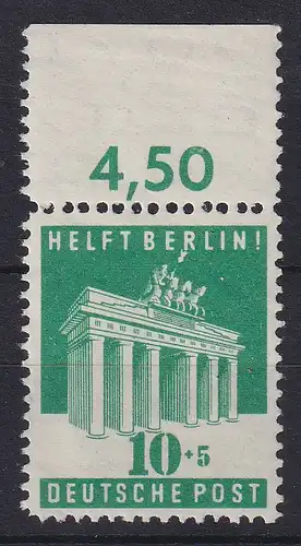 Bizone 1949 Berlin-Hilfe Mi.-Nr. 101 A Oberrandstück postfrisch **