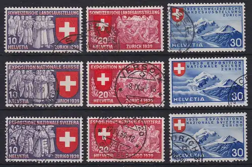 Schweiz 1939 Landesausstellung Mi.-Nr. 335-343 gestempelt