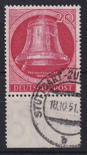 Berlin 1951 Freiheitsglocke Mi.-Nr. 77 Unterrandstück gestempelt