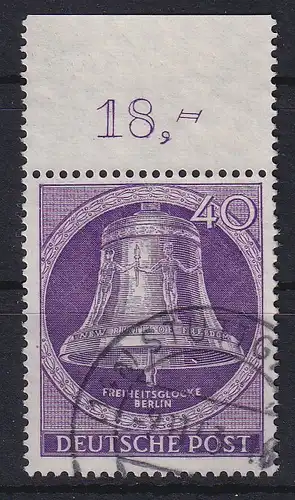 Berlin 1953 Freiheitsglocke Mi.-Nr. 105 Oberrandstück gestempelt