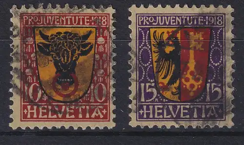 Schweiz 1918 Pro Juventute Wappen Mi.-Nr. 143-144 gestempelt 