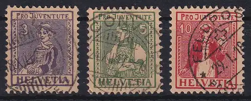 Schweiz 1918 Pro Juventute Trachten Mi.-Nr. 133-135 gestempelt 