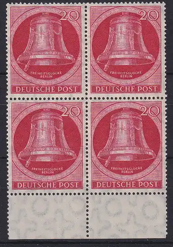 Berlin 1951 Freiheitsglocke Mi.-Nr. 77 Unterrandviererblock postfrisch **