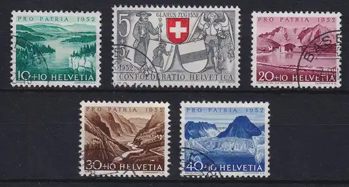 Schweiz 1952 Pro Patria Glarus u. Gewässer Mi.-Nr. 570-574 gestempelt