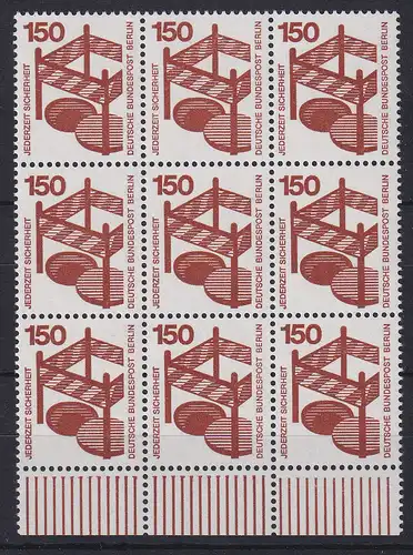 Berlin 1971 Unfallverhütung Mi.-Nr. 411 Unterrand-Neunerblock postfrisch **