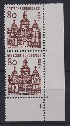 Berlin 1964 Weißenburg Mi.-Nr. 249 senkr. Eckrandpaar UR mit Formnummer 1 **