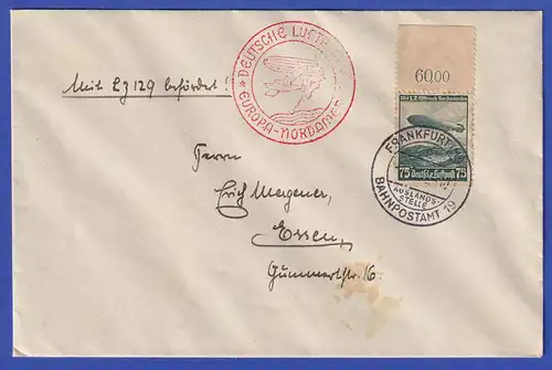 Dt. Reich Zeppelin-Brief LZ 129 Nordamerikafahrt 4.5.1936, gelaufen nach Essen