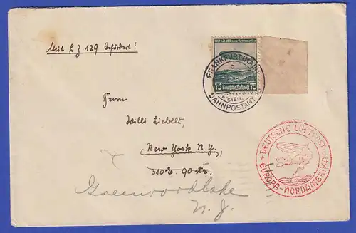 Dt. Reich Zeppelin-Brief LZ 129 Nordamerikafahrt 4.5.1936, nach New York