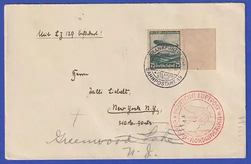 Dt. Reich Zeppelin-Brief LZ 129 Nordamerikafahrt 4.5.36 gelaufen nach New York